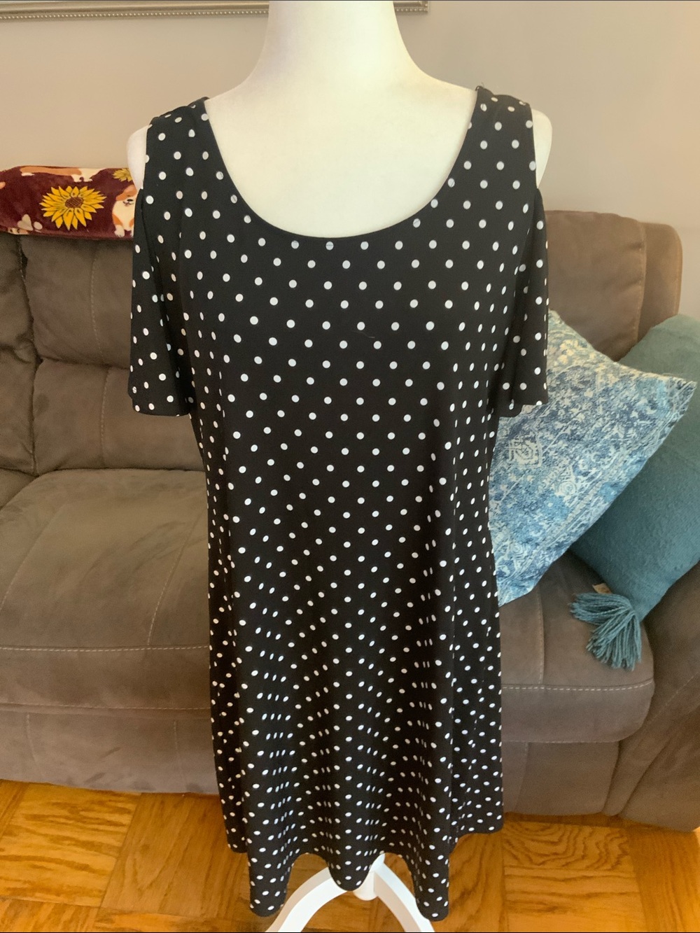 Chico’s Black Polka Dot Scoop Neck Dress